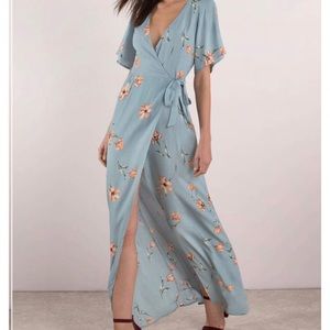 TOBI LAYLA BLUE MULTI FLORAL WRAP MAXI DRESS